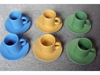 Espresso set 6 trendy espresso kop & schotel 3 Colours NIEUW